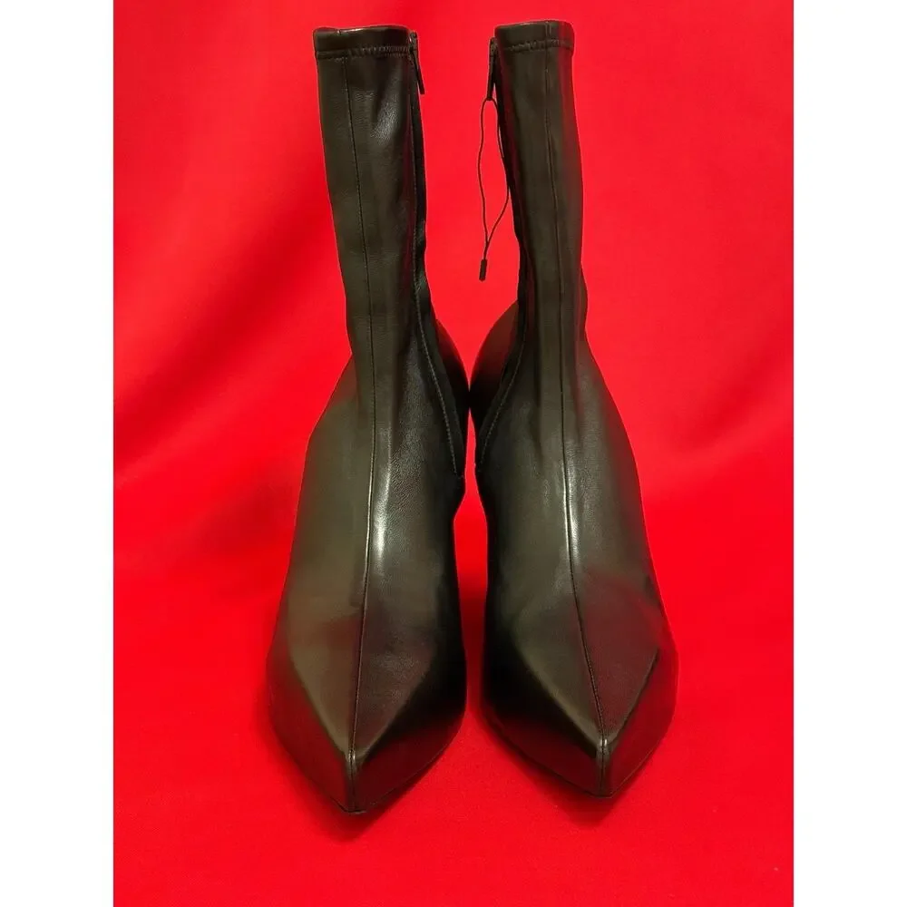 $1734 Sz 40 US 9 ❤️ Givenchy Women Wedge Ankle Black Comfortable Sock Boots